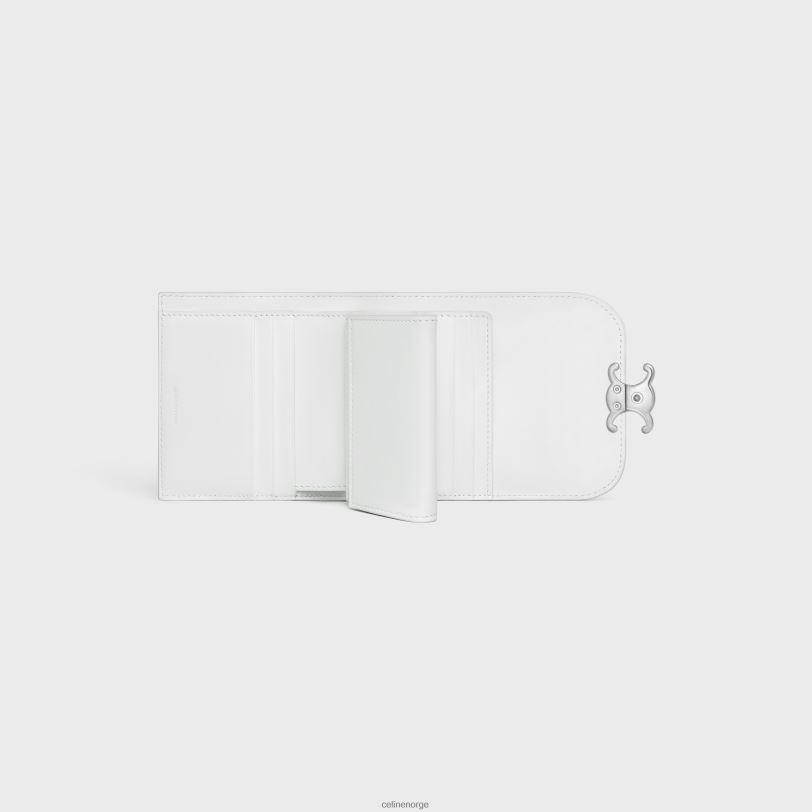 CELINE kvinner liten lommebok triomf i skinnende kalveskinn V0PT6400 tilbehør blanc de blanc