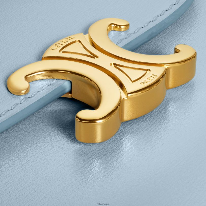 CELINE kvinner liten lommebok triomf i skinnende kalveskinn V0PT6413 tilbehør lyseblå