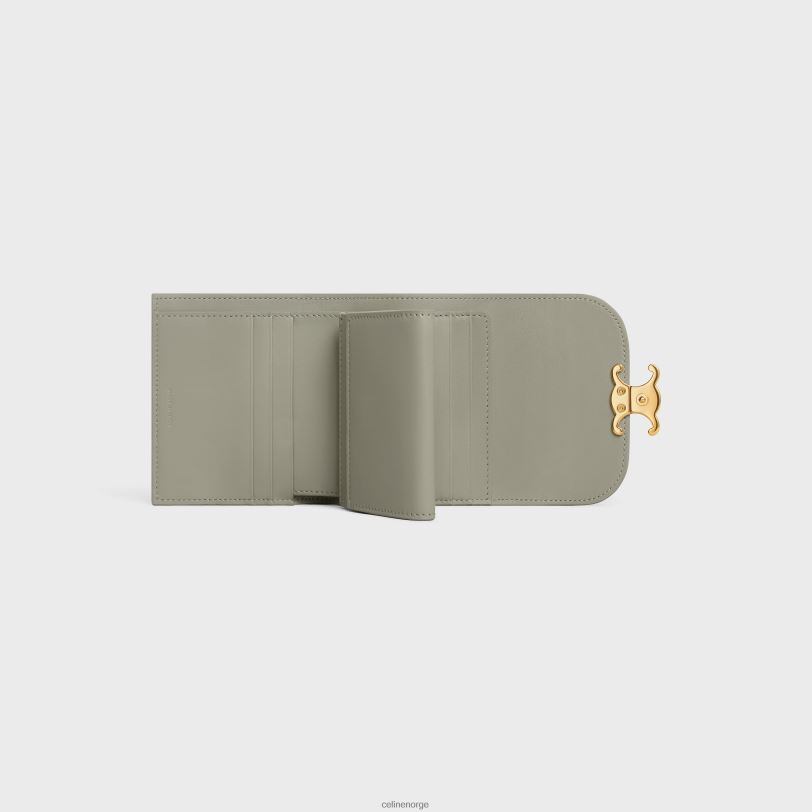 CELINE kvinner liten lommebok triomf i skinnende kalveskinn V0PT6456 tilbehør grønn leire