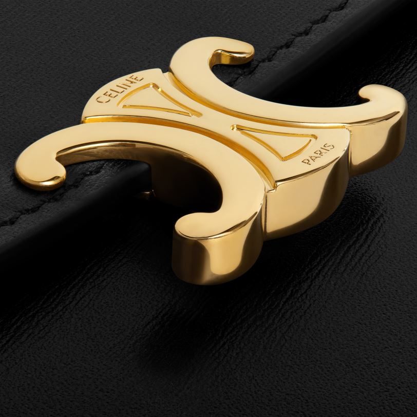 CELINE kvinner stor lommebok triomf i skinnende kalveskinn V0PT6441 tilbehør svart