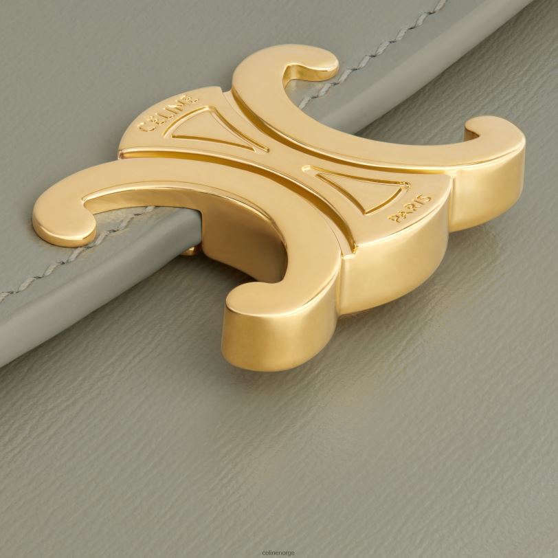 CELINE kvinner stor lommebok triomf i skinnende kalveskinn V0PT6443 tilbehør grønn leire