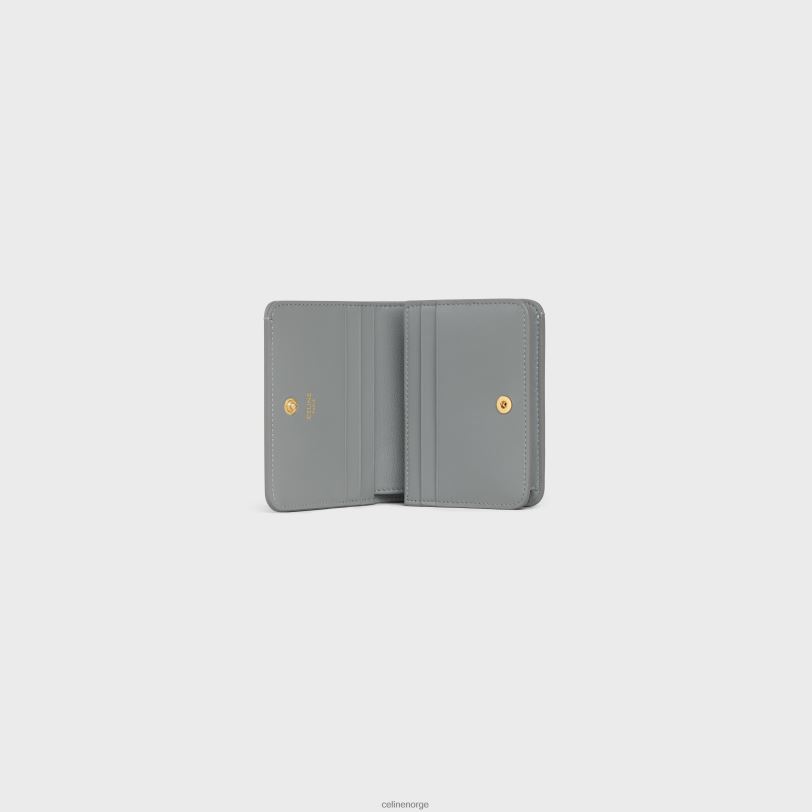 CELINE kvinner triomphe kompakt lommebok i skinnende kalveskinn V0PT6405 tilbehør sink