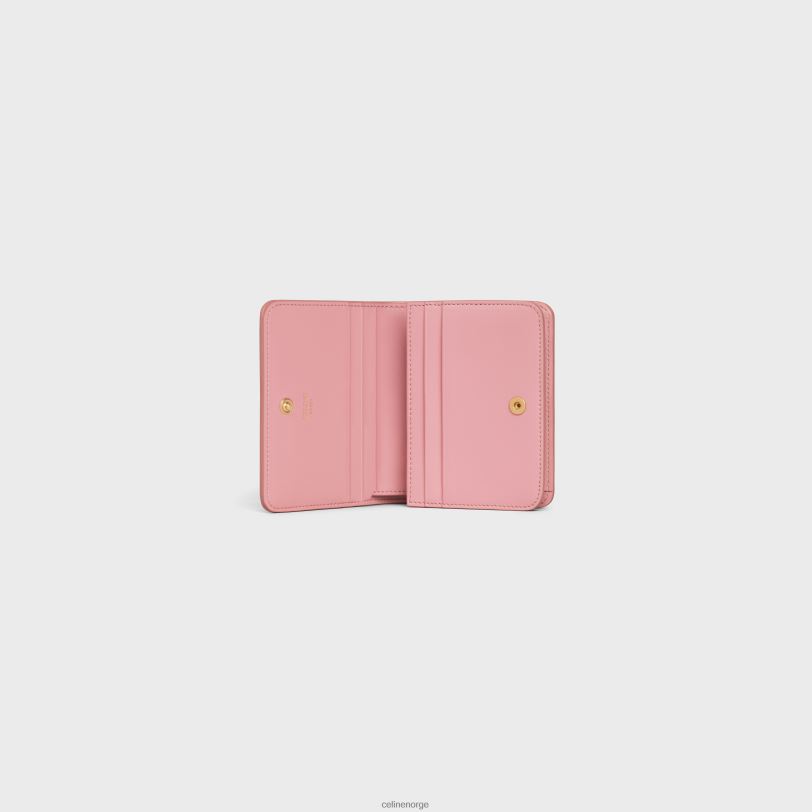 CELINE kvinner triomphe kompakt lommebok i skinnende kalveskinn V0PT6406 tilbehør rose