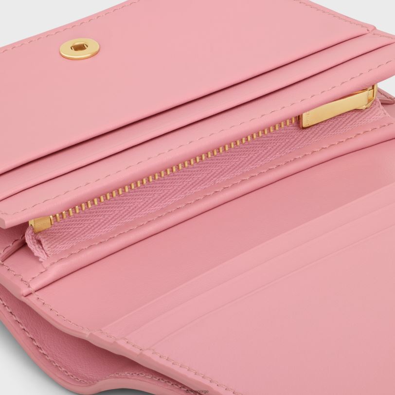 CELINE kvinner triomphe kompakt lommebok i skinnende kalveskinn V0PT6406 tilbehør rose