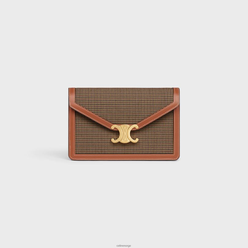 CELINE kvinner lommebok på kjede margo i pied de poule tekstil og kalveskinn V0PT6356 tilbehør flerfarget