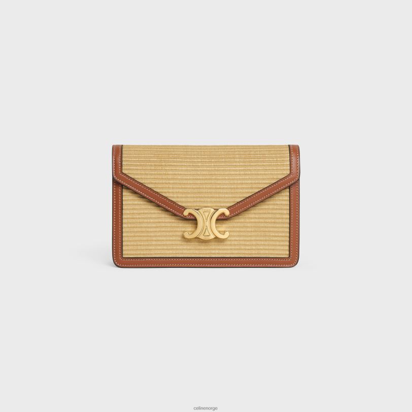 CELINE kvinner lommebok på kjede margo i raffiaeffekt tekstil & kalveskinn V0PT6308 tilbehør naturlig/brun