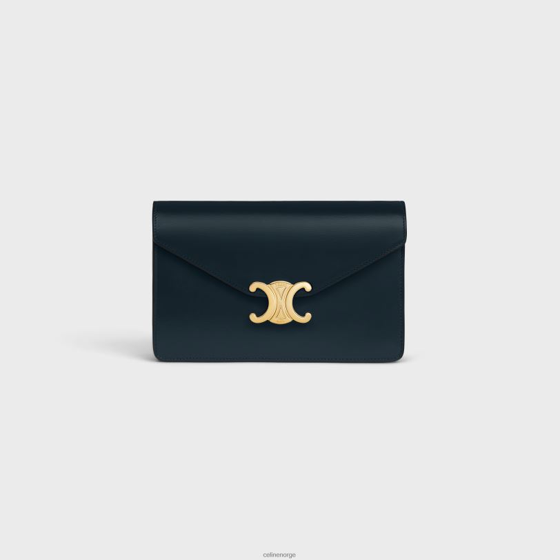 CELINE kvinner lommebok på kjede margo i skinnende kalveskinn V0PT6314 tilbehør marineblå