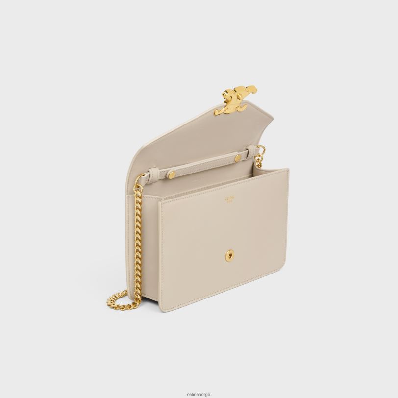 CELINE kvinner lommebok på kjede margo i skinnende kalveskinn V0PT6318 tilbehør lett stein