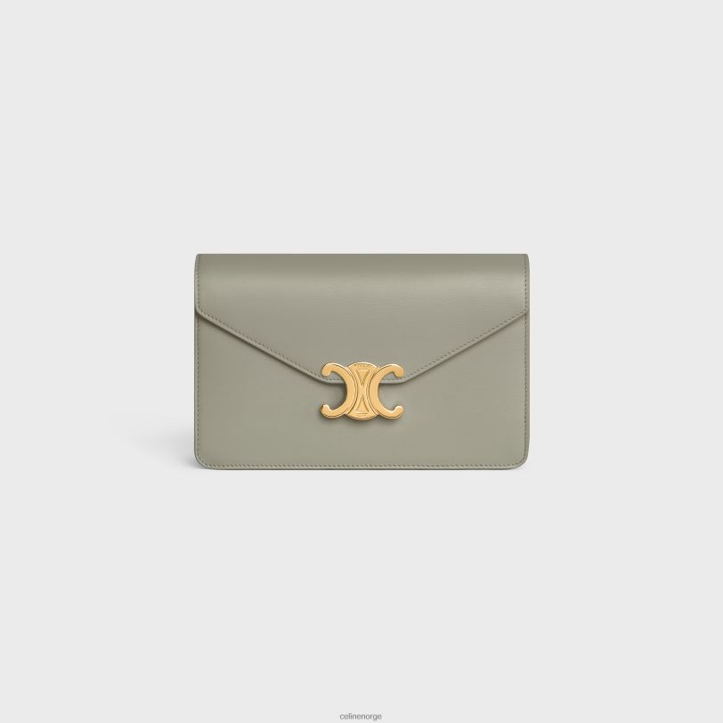 CELINE kvinner lommebok på kjede margo i skinnende kalveskinn V0PT6349 tilbehør grønn leire