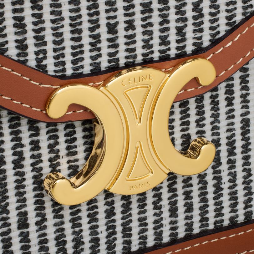 CELINE kvinner lommebok på kjede margo i stripet tekstil & kalveskinn V0PT6357 tilbehør antrasitt