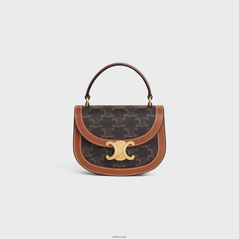 CELINE kvinner mini besace clea i triomphe canvas & kalveskinn V0PT6324 tilbehør tan