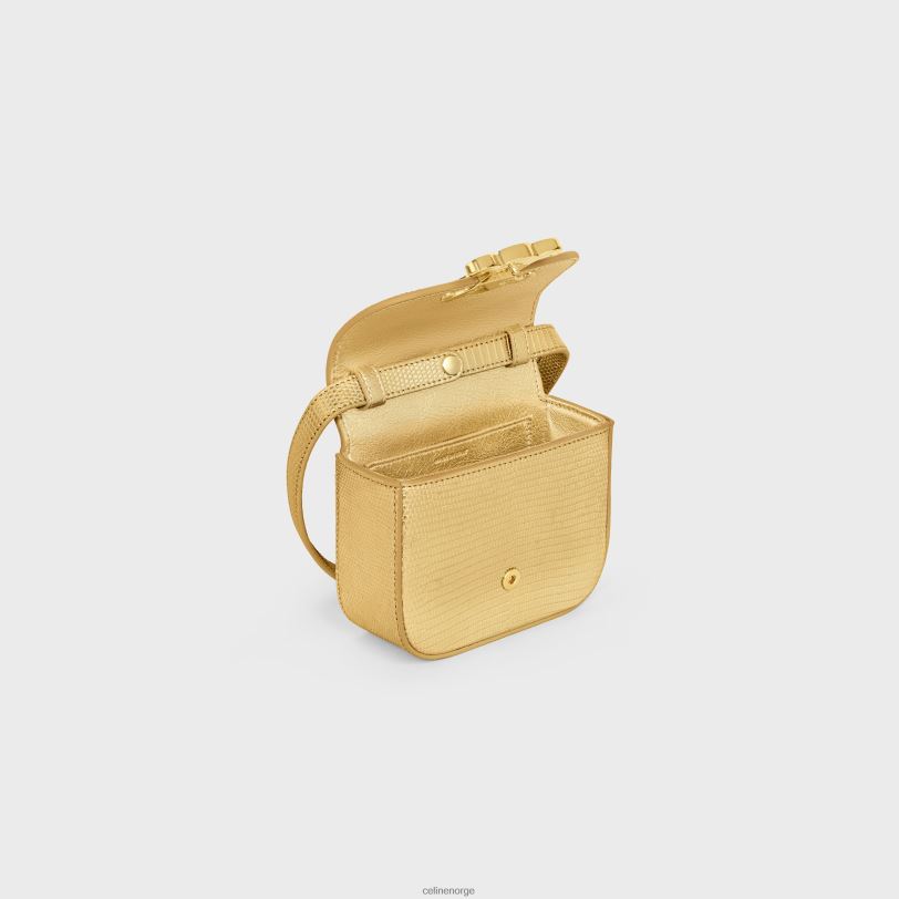 CELINE kvinner mini claude i laminert øgle V0PT6374 tilbehør gull