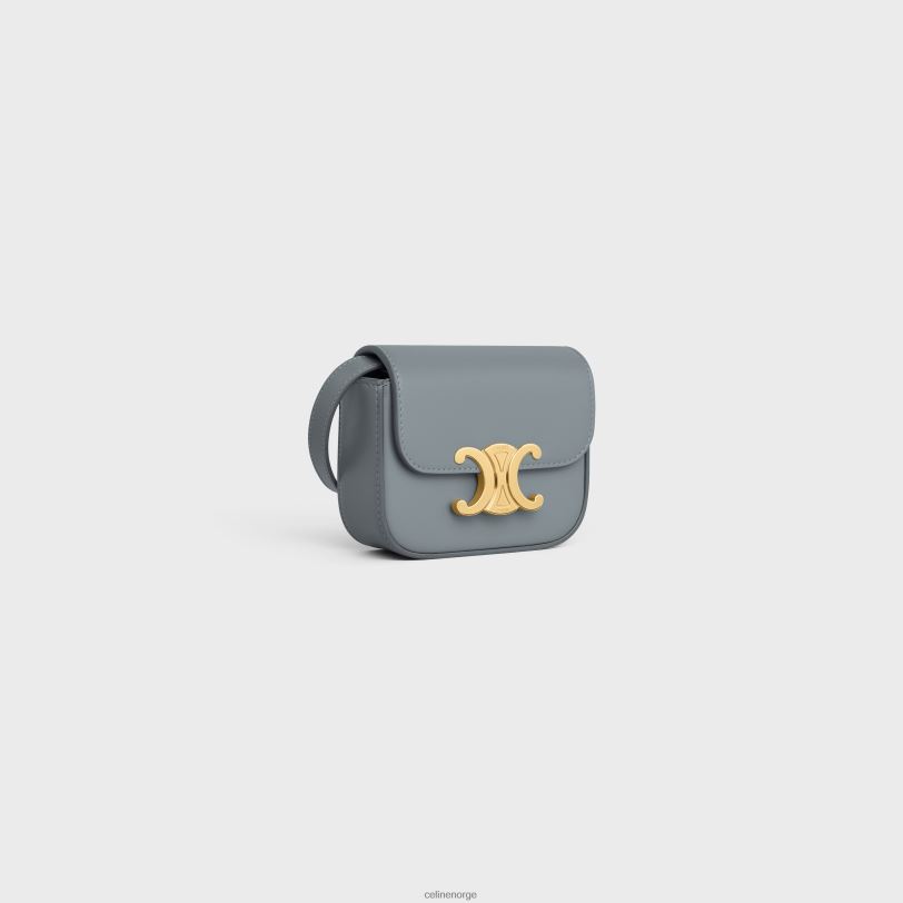 CELINE kvinner mini claude i skinnende kalveskinn V0PT6367 tilbehør blågrå