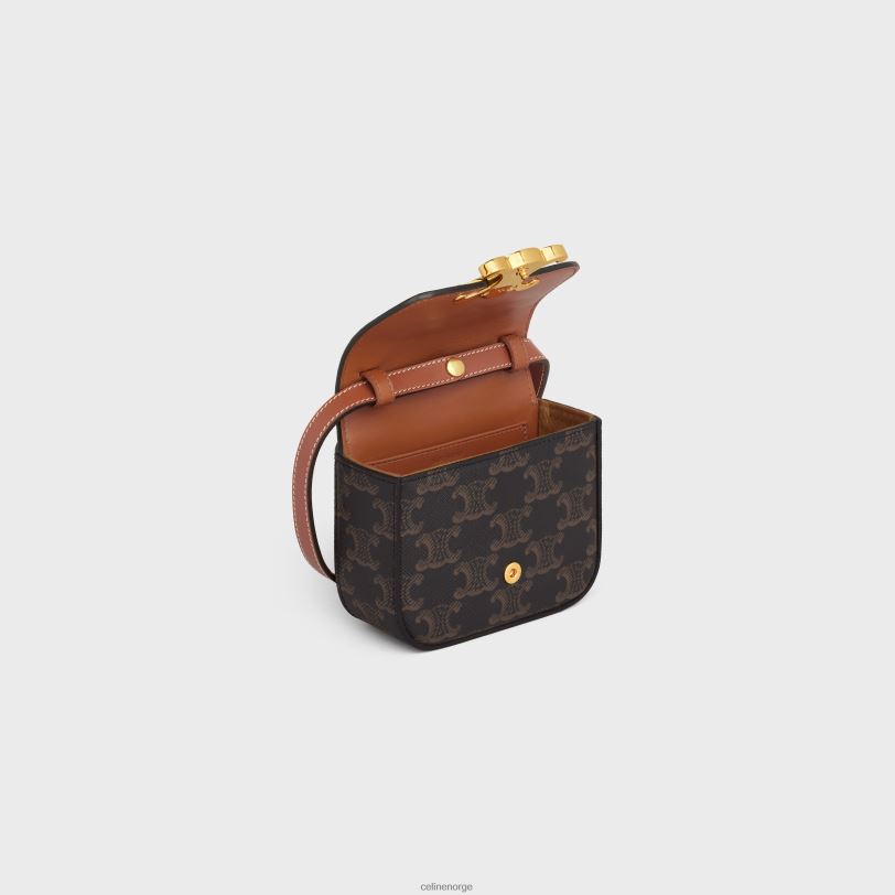 CELINE kvinner mini claude i triomphe canvas & kalveskinn V0PT6370 tilbehør tan