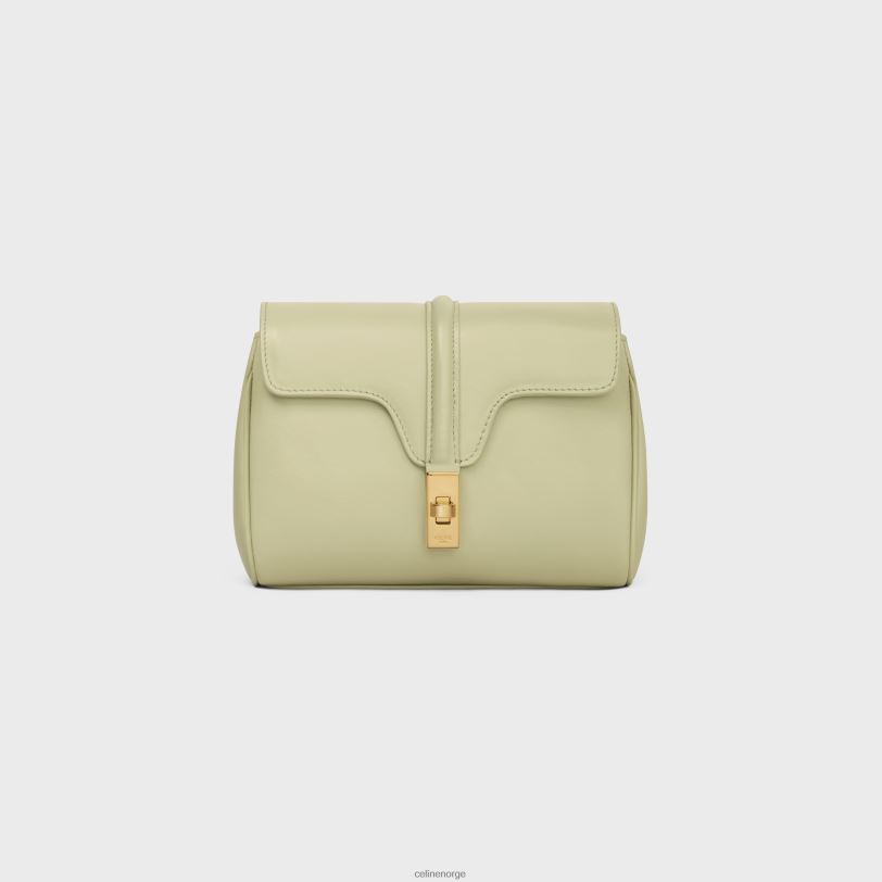 CELINE kvinner mini soft 16 i glatt kalveskinn V0PT6395 tilbehør mandelgrønn