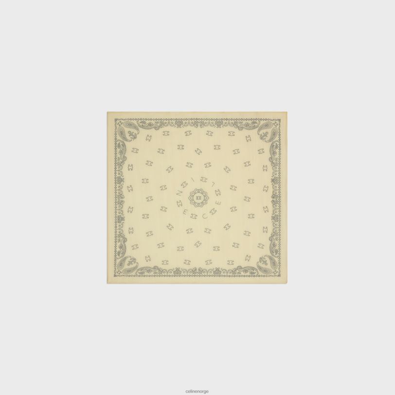 CELINE kvinner bandana i bomull og silke V0PT61215 tilbehør paille/grafitt