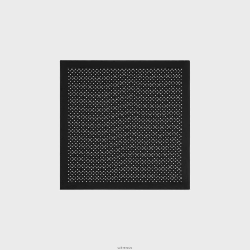 CELINE kvinner bandana i triomphe silkesateng svart/off white tilbehør TZLR6J2191