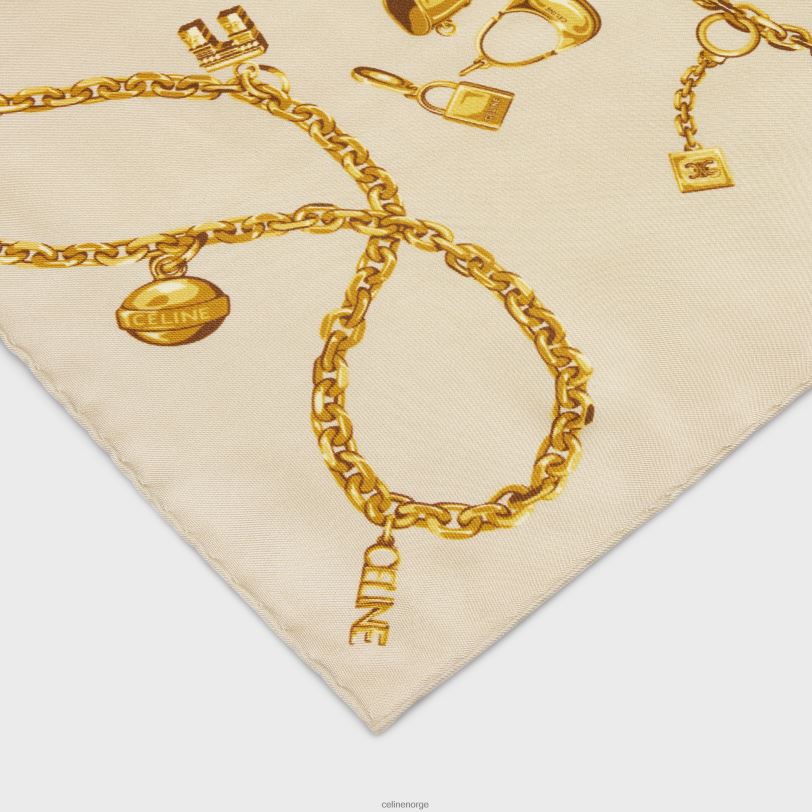 CELINE kvinner firkantede i kjededusker silkekyper V0PT61207 tilbehør beige