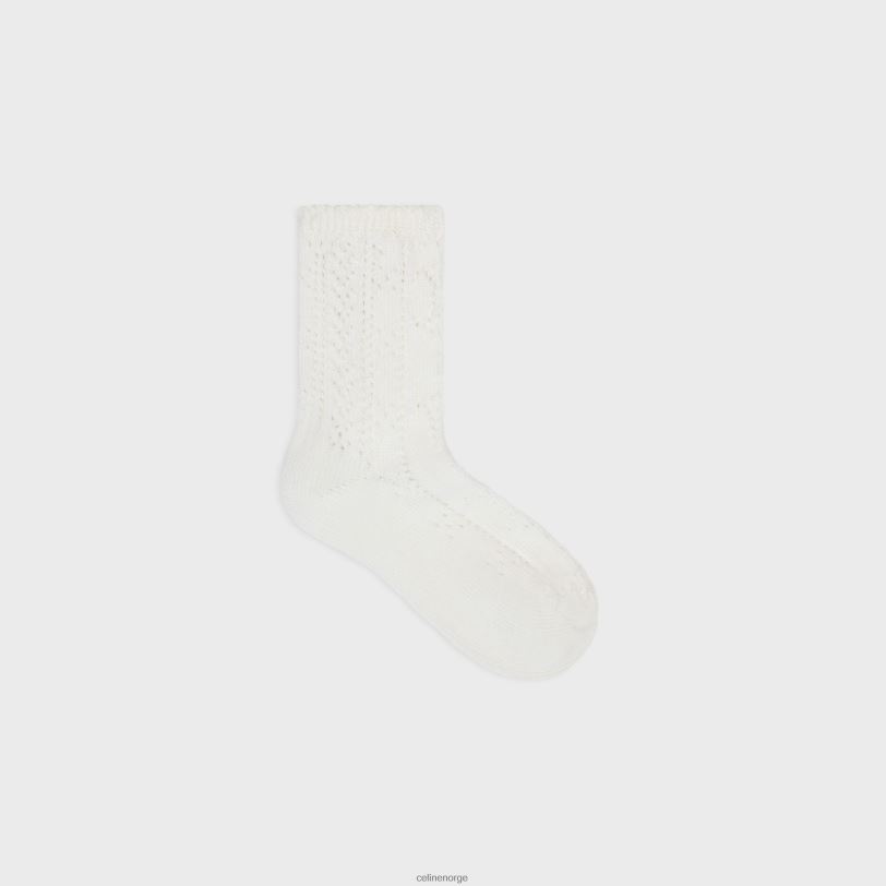 CELINE kvinner sokker i bomullspointelle V0PT61232 tilbehør off white