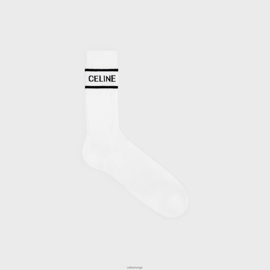 CELINE kvinner sokker i stripete bomull hvit svart tilbehør TZLR6J2197