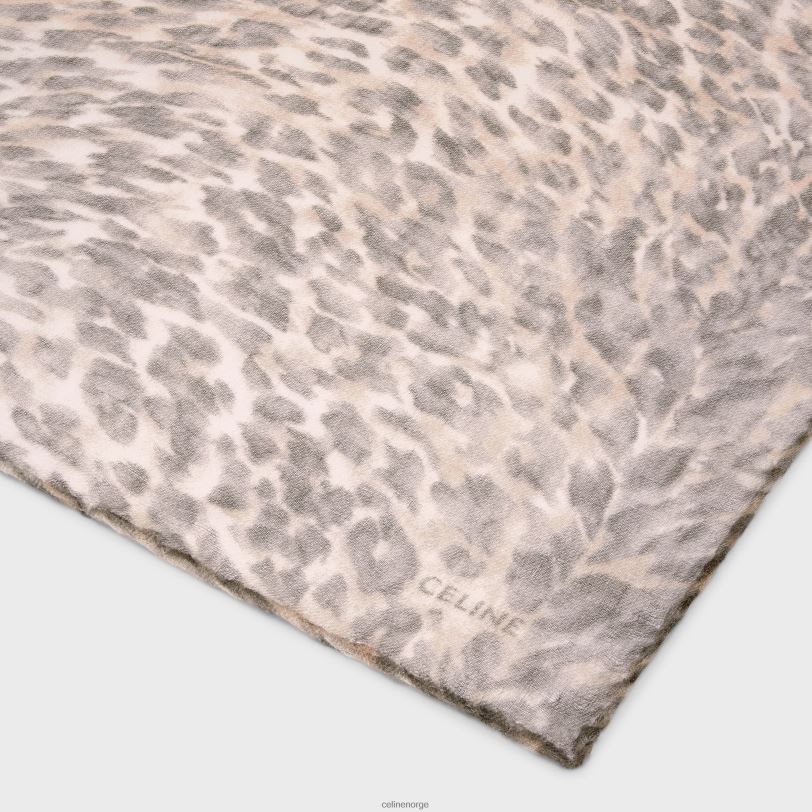CELINE kvinner stjal i kashmirmuslin med gaupetrykk V0PT61203 tilbehør gris