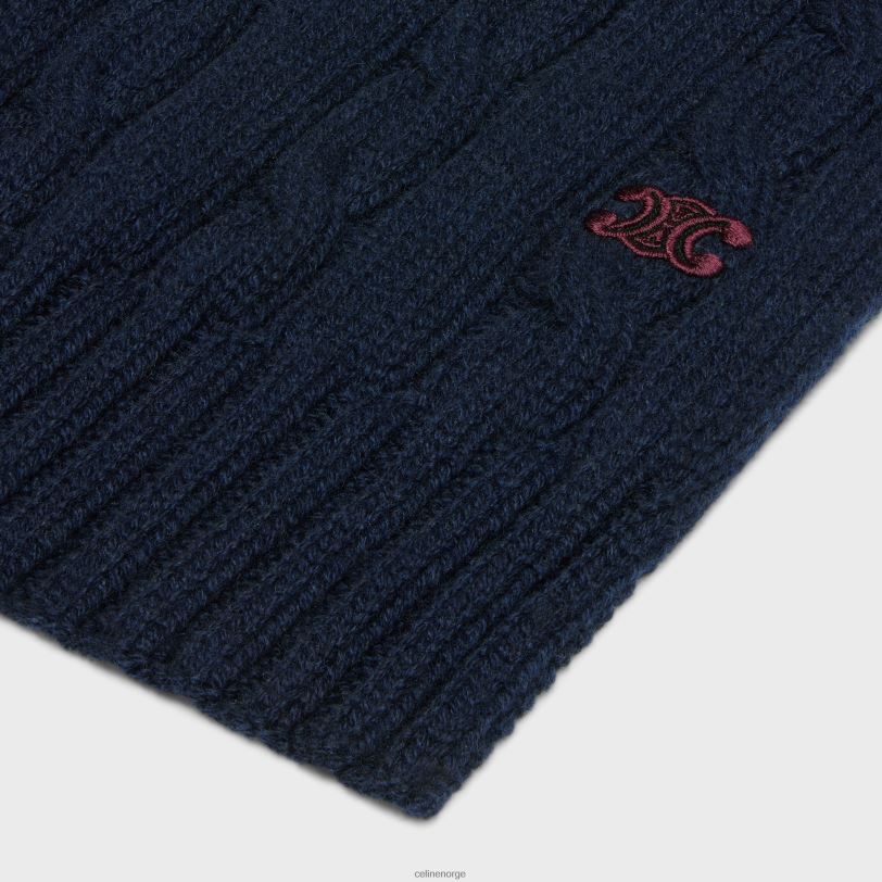 CELINE kvinner kabelstrikket triomfskjerf i kashmir V0PT61180 tilbehør marinen