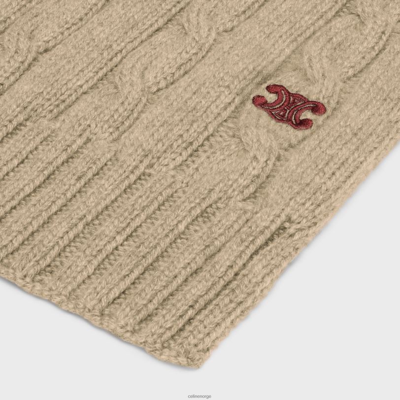 CELINE kvinner kabelstrikket triomfskjerf i kashmir V0PT61185 tilbehør lett taupe