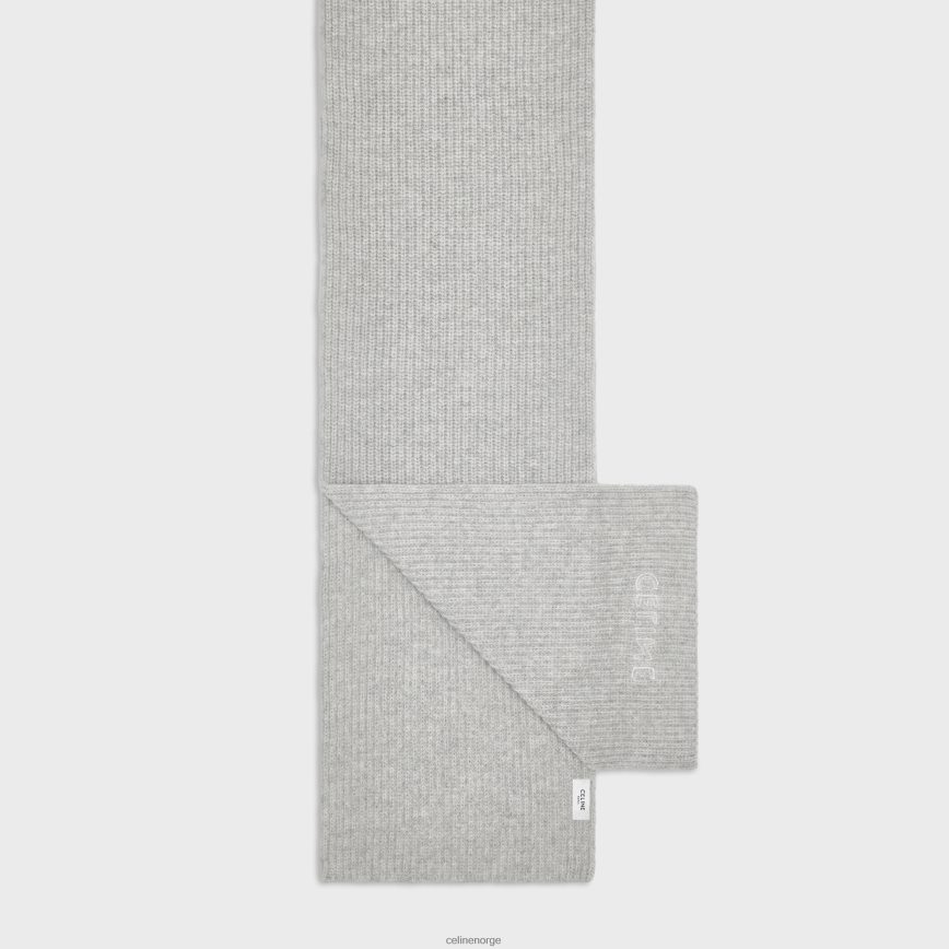 CELINE kvinner skjerf i ribbet tovet ull lysegrå tilbehør TZLR6J2256