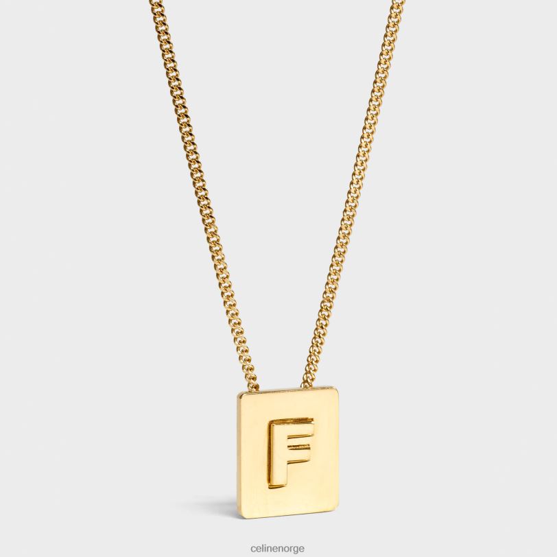 CELINE kvinner alfabet f halskjede i messing med finish V0PT61329 tilbehør gull