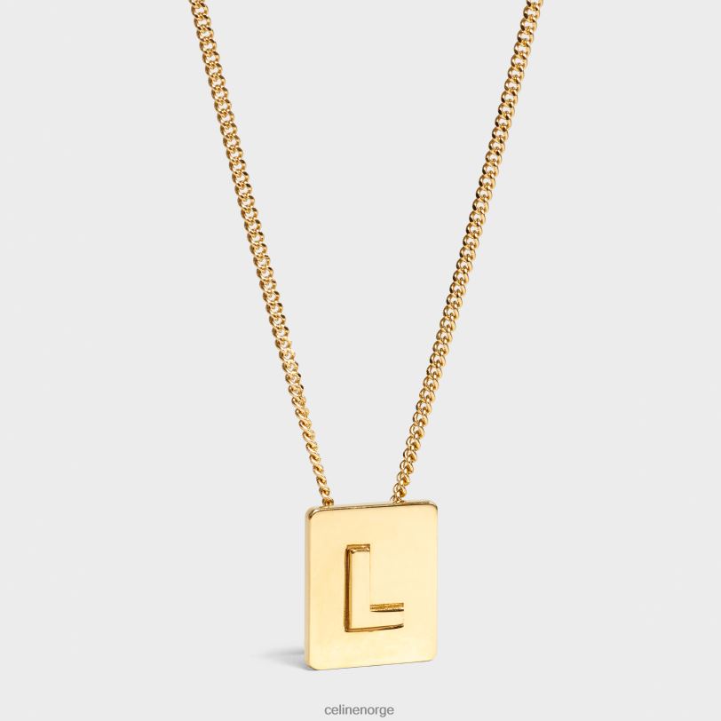 CELINE kvinner alfabet l halskjede i messing med finish V0PT61335 tilbehør gull