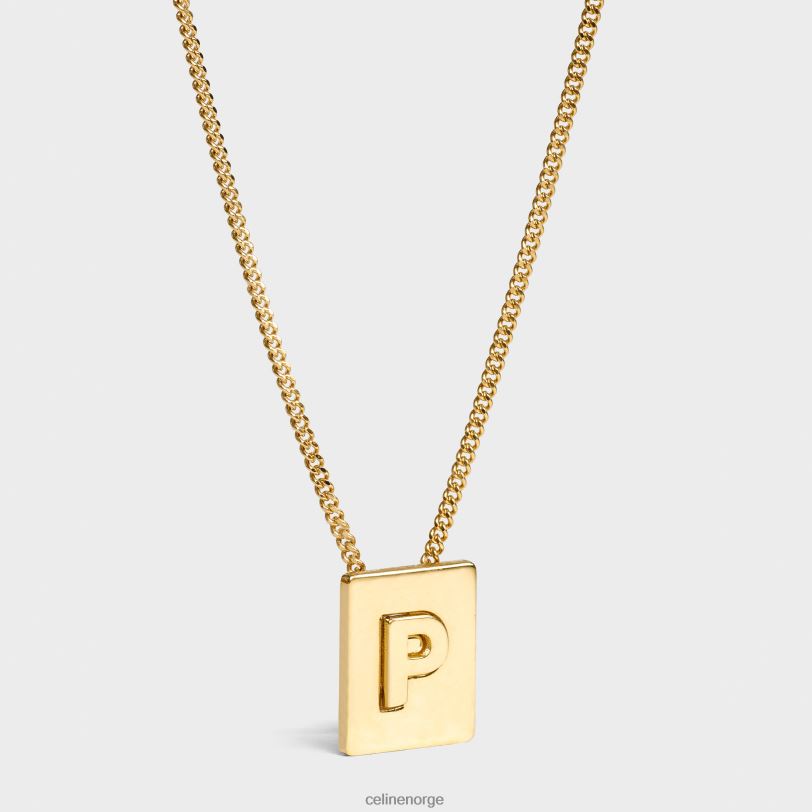 CELINE kvinner alfabet p-kjede i messing med finish V0PT61339 tilbehør gull