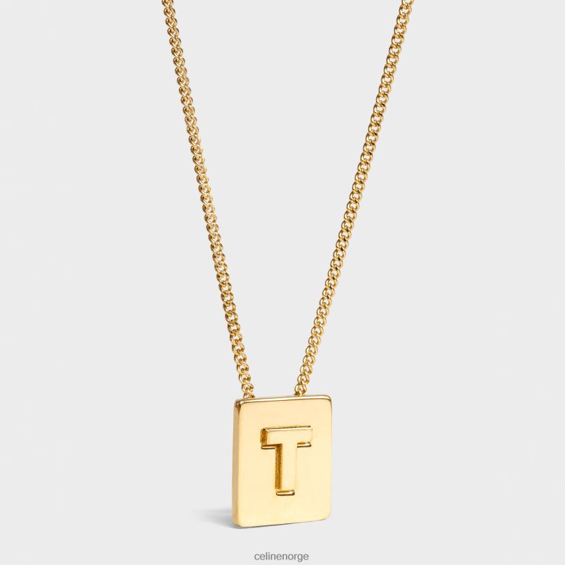 CELINE kvinner alfabet t-kjede i messing med finish V0PT61343 tilbehør gull