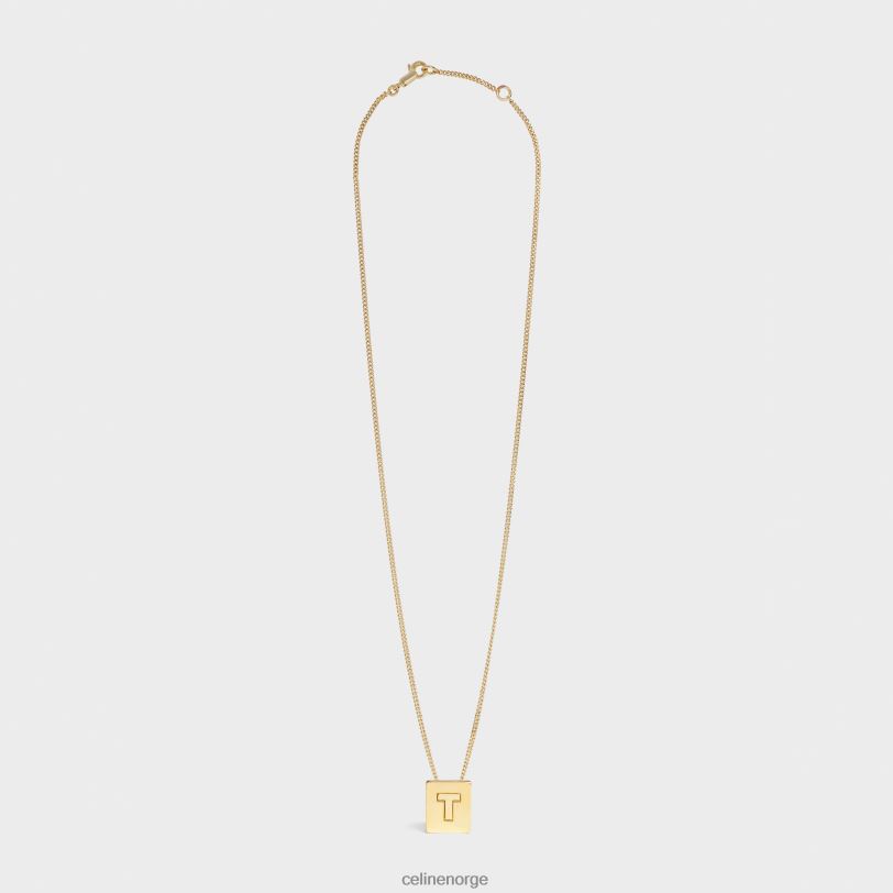 CELINE kvinner alfabet t-kjede i messing med finish V0PT61343 tilbehør gull