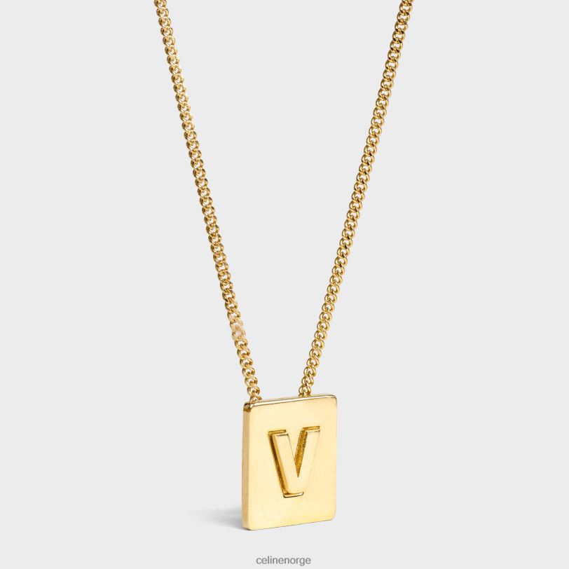 CELINE kvinner alfabet v-kjede i messing med finish V0PT61345 tilbehør gull