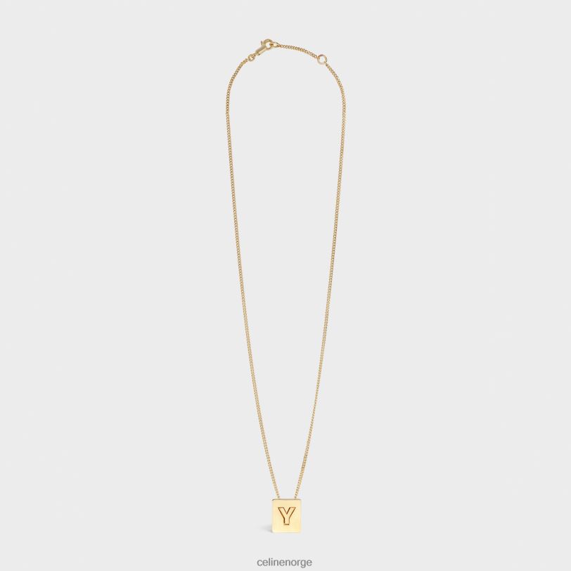 CELINE kvinner alfabet y halskjede i messing med finish V0PT61348 tilbehør gull