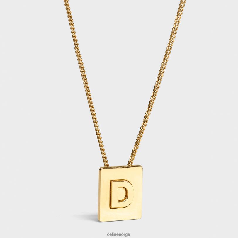 CELINE kvinner alphabet d halskjede i messing med finish V0PT61327 tilbehør gull