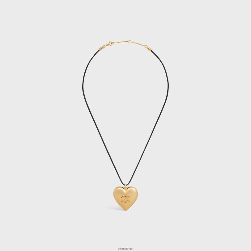CELINE kvinner coeur triomphe-kjede i messing med gullfinish og bomull V0PT61255 tilbehør gull/svart