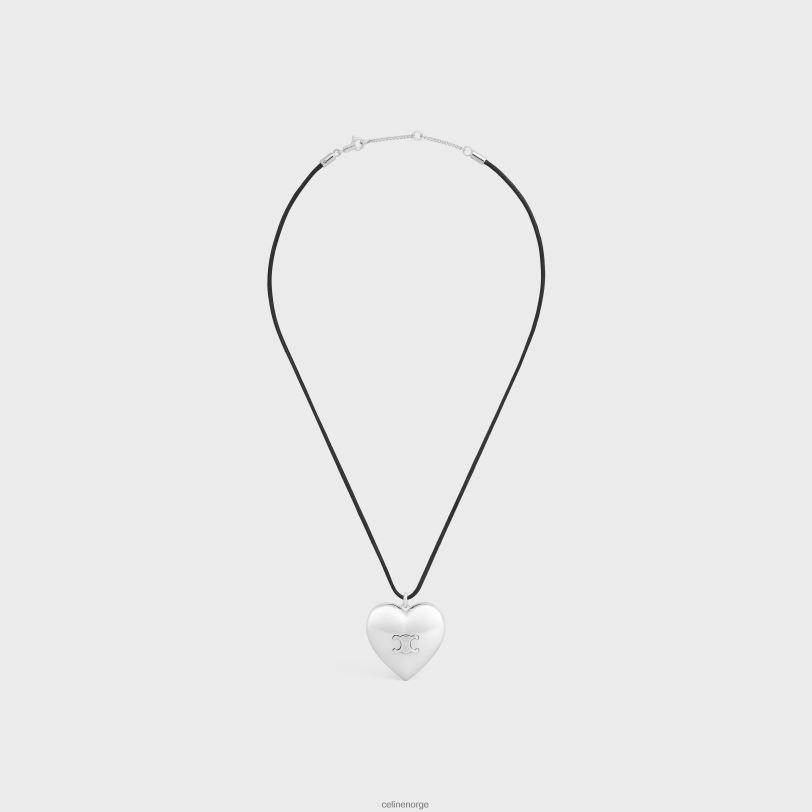 CELINE kvinner coeur triomphe-kjede i messing med rhodiumfinish og bomull V0PT61256 tilbehør sølv/svart