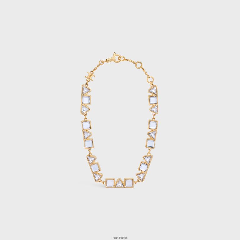 CELINE kvinner geometrisk armbånd i messing med finish & strass V0PT61266 tilbehør gull