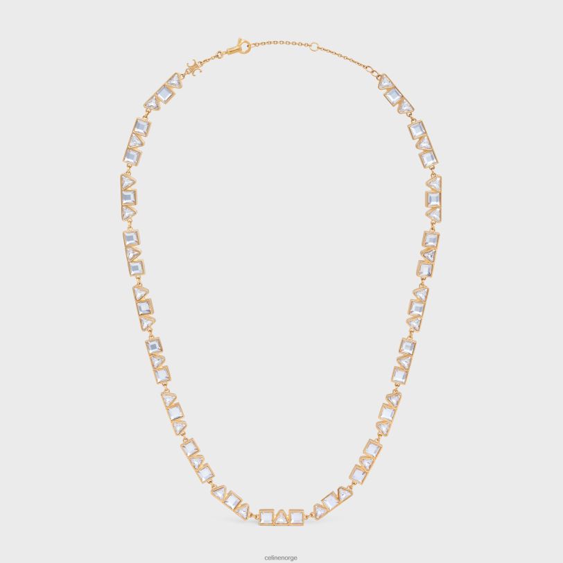 CELINE kvinner geometrisk halskjede i messing med finish & strass V0PT61265 tilbehør gull