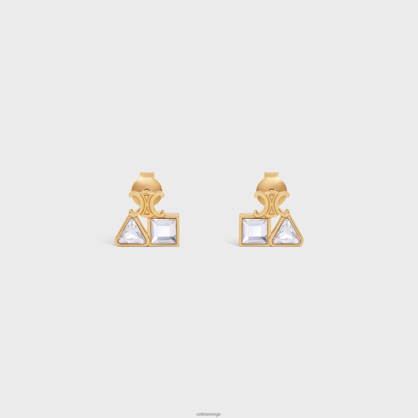 CELINE kvinner geometriske øredobber i messing med finish og strass V0PT61267 tilbehør gull