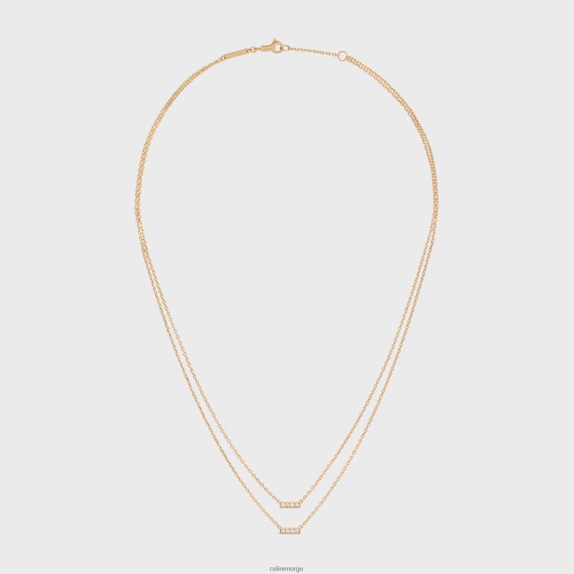CELINE kvinner linje dobbelt halskjede i diamanter V0PT61390 tilbehør gult gull og hvitt