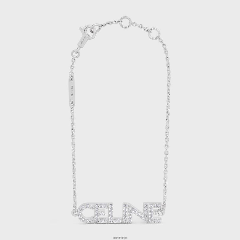 CELINE kvinner monokrom strass-armbånd i messing med rhodiumfinish og krystaller V0PT61252 tilbehør sølv