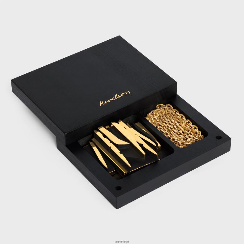 CELINE kvinner nevelson project halskjede vermeil & eiketre V0PT61362 tilbehør gull/svart