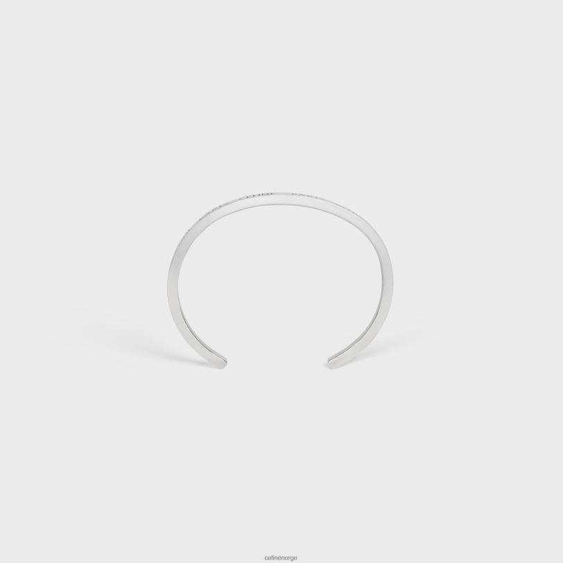 CELINE kvinner paris tynn mansjett i messing med rhodiumfinish V0PT61366 tilbehør sølv