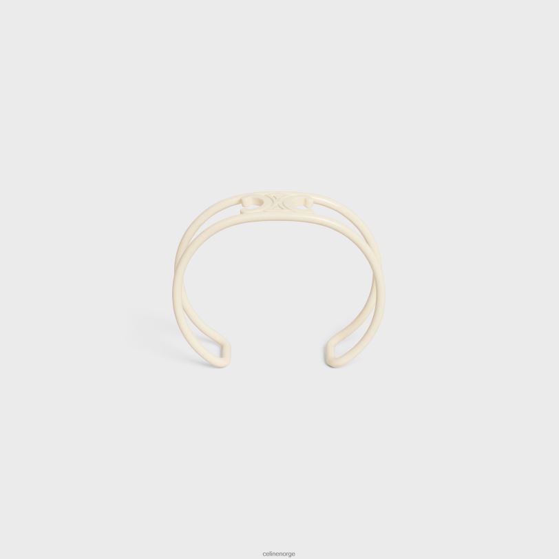 CELINE kvinner triomfmansjett i lakkert messing V0PT61320 tilbehør off white