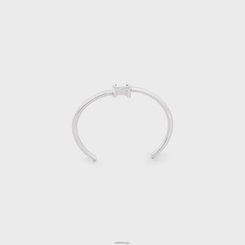 CELINE kvinner triomphe asymmetrisk mansjett i messing med rhodiumfinish V0PT61290 tilbehør sølv