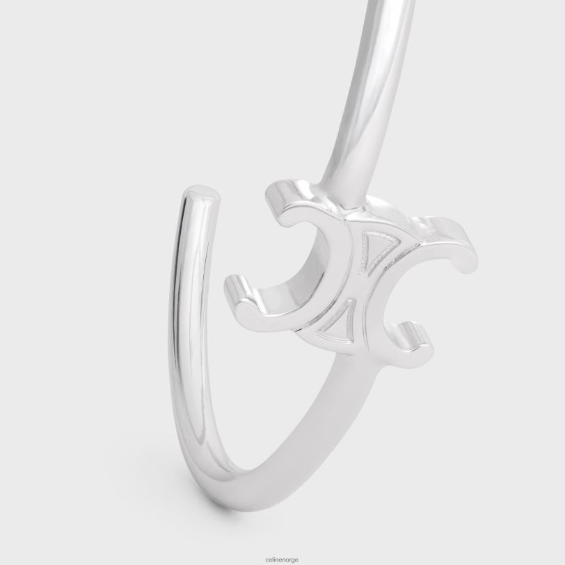 CELINE kvinner triomphe asymmetrisk mansjett i messing med rhodiumfinish V0PT61290 tilbehør sølv