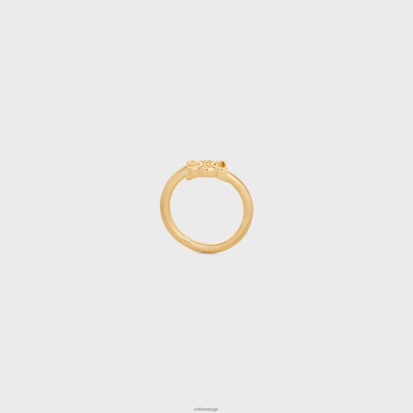 CELINE kvinner triomphe asymmetrisk ring i messing med finish V0PT61293 tilbehør gull