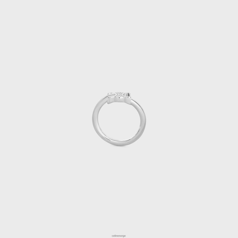 CELINE kvinner triomphe asymmetrisk ring i messing med rhodium finish V0PT61294 tilbehør sølv